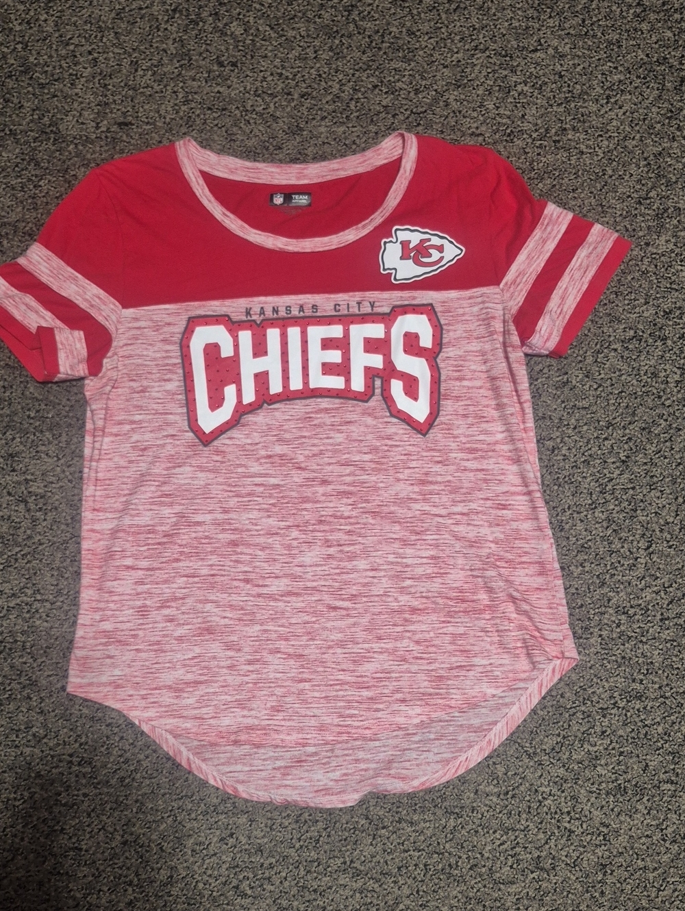 Kansas City Chiefs NFL Red & Heather Red Short Sleeve Tee